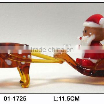 vivid glass santa claus sitting on the sledge for christmas ornament