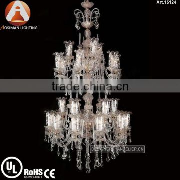 27 Light Luxury Glass Flower Chandelier with Clear Crystal
