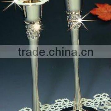 crystal tall zinc alloy candle holder with chinese stone