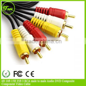 6ft 10ft 15ft 35ft 3 RCA male to male Audio DVD Composite Component Video Cable