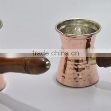 Copper Coffee Pot / Ibrik with Hammered Design & wooden Handle