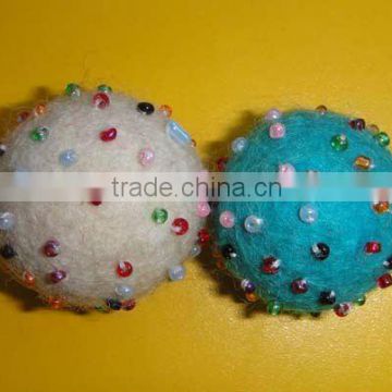 Felt Ball with Glass beads decorations