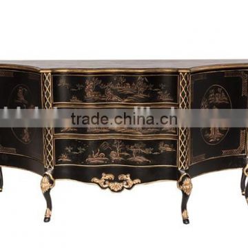exquisite hand Carved Wooden Curio Cabinets, Vintage Hand Painting Hallway Console Cabinet, Classical Style Living Room Cabinet