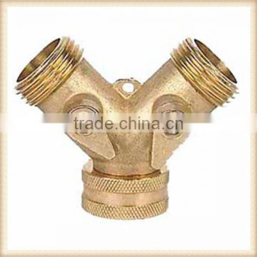 Brass 2 way hose splitters with valve