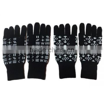 Fancy jacquard knitting pattern wool blend wholesale gloves