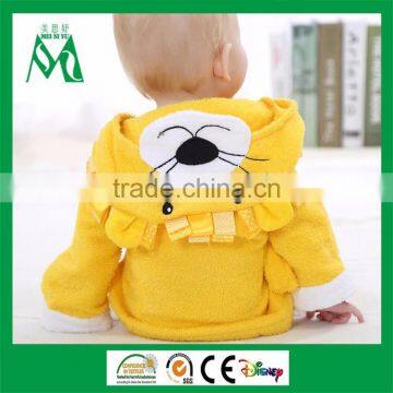 Baby robe hooded cotton terry bath robe yellow lion free sample