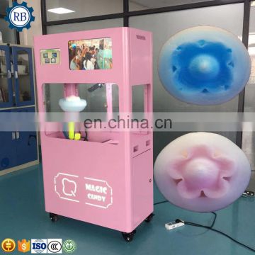 Snack food safety and health candy floss processor automatic cotton candy machine with many different shapes made by robots