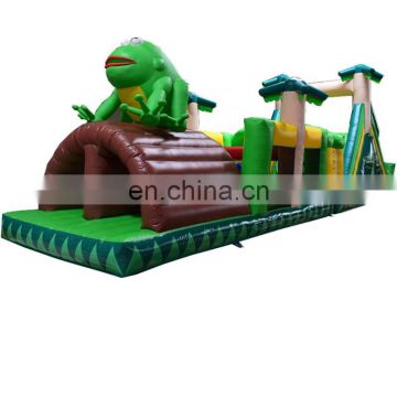 Kids outdoor frog theme inflatable bounce obstacle course for sale