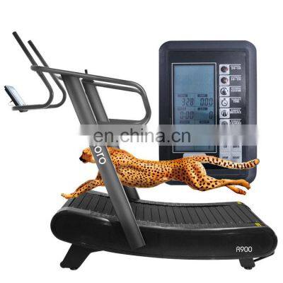 commercial running machine air runner exercise equipment self powered  Manual Mechanical curved treadmill for gym use