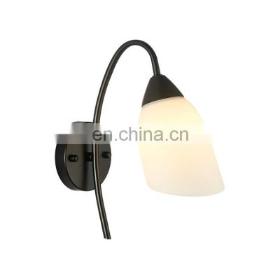 2021 Black Iron Simple Creative Light Iron Modern Wall Lamps Bathroom White Glass Wall Lamp