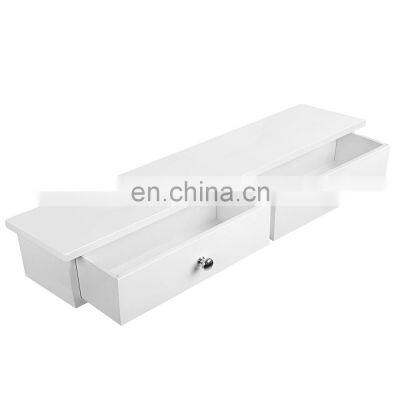 Hallway Storage Shelf MDF White Floating Wall Shelf with 2 Drawers