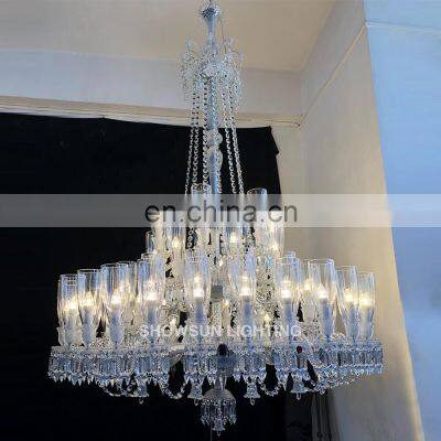 Custom Restaurant Hotel Decoration Wedding Crystal Pendant Light Large Crystal Chandelier