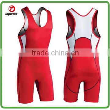 Custom polyester fabric breathable red wrestling singlet