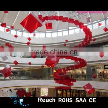 Hanging red gift box for atrium decoration