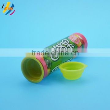 Airtight paper tube food packaging with plastic lid