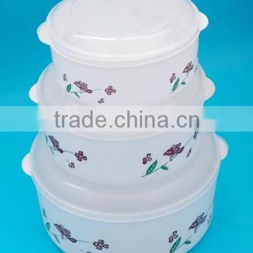 Chinese suppliers kitchen plastic utensil set,3 pcs round food container set