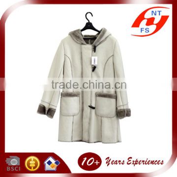 Stylish Lady winter Coat fur hooded Long Suede Coats Women