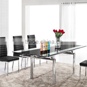 L808A-1 Hot Sale China Dining Tables Glass Top and Metal Dining Tables