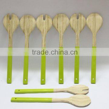 Green Spun Bamboo Spoon / Coiled Bamboo Spoon