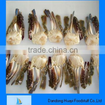 frozen whole round cut blue crab seafood