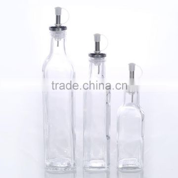 Wholesale Clear Square Glass Oil Vinegar Bottle with Iron Artwork