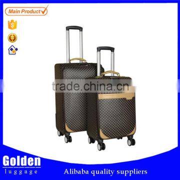 2016 Alibaba trendy top PU leather travel luggage trolley bag universal wheel luggage bag