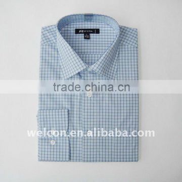 Men's classic business dress 100% cotton long sleeve stylish check shirt
