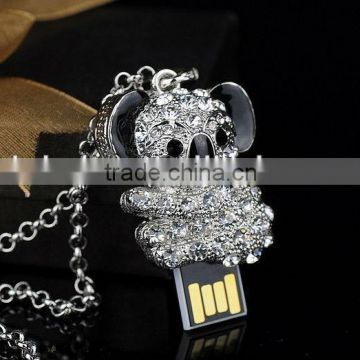 Bear Shape usb Jewelery USB memory with free lanyard, siliver jewelry bear usb sticks wholesale