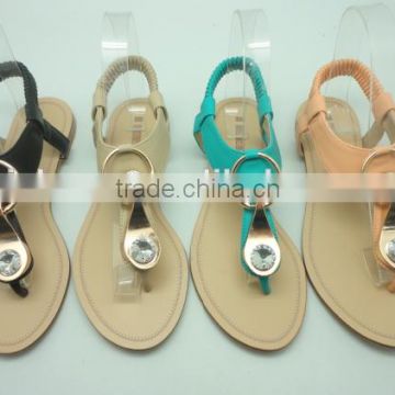 wholesales good selling fashion fancy flat sandal with charming trim