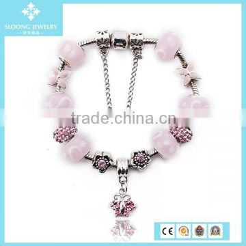 Lucky Pink Bead Charm 925 Sterling Silver Bracelet Bracelet Jewelry