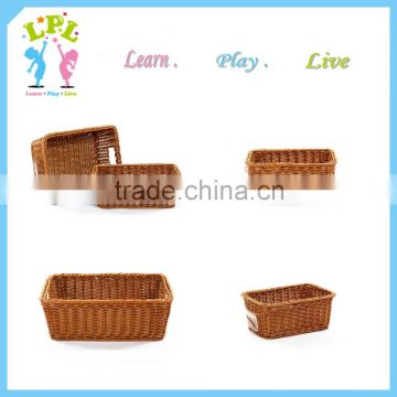 Customized different size pp wicker plastic picnic basket for sale