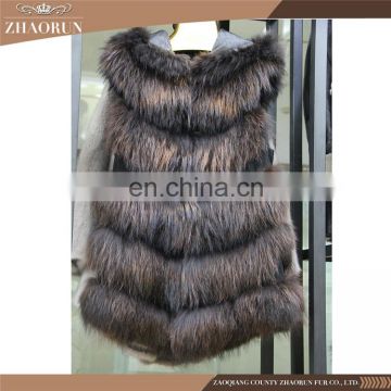 Korean Style Raccoon Fur Vest / Dyed Real Fur Vest Fur Coat Women