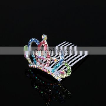 Multicolor Alloy Crystal Crown Trendy New Design Korean Style Bridal Hair Combs