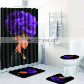 Fancy 100% Polyester Bathroom Shower Curtain Sets, Home Goods Blackout Shower Curtain With Bath Rug Sets