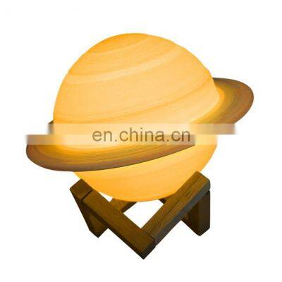 Touch control New Design Creative Gifts Sets LED  Saturn Moon Night Light 3D Printing Lamp by touch or remote