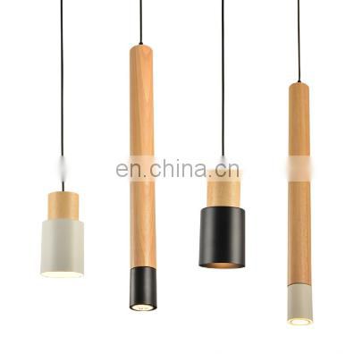 Modern simple solid wood straight pendant light for decorate
