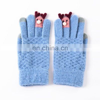Custom fashion men and women knitted jacquard gloves touch screen winter warm gloves outdoor sports