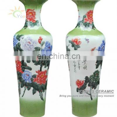3 feet tall Decorative Hand painted fish shape large floor vases Peony Flower