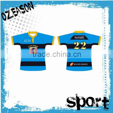 high quality OEM design pattern striped rugby jersey for tournament training