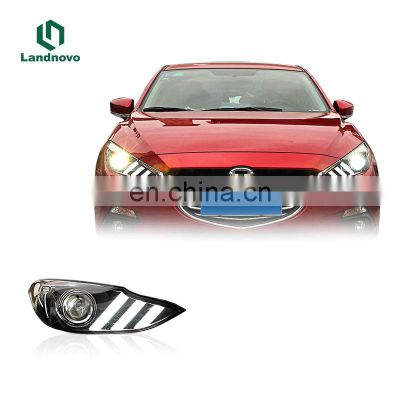 landnovo Best price Assembly headlight with DRL+high low beam plug & play for Mazda 3 Axela 2014-2016 LED headlight