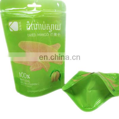 Custom Printed high quality zipper Stand up pouch plastic packing bags for Dried Mango and Snacks