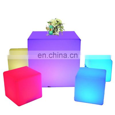 led furniture for party outdoor nightclub illuminated plastic led furniture cube seat chair lighting