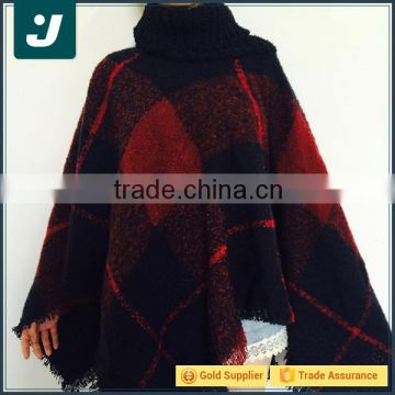 Popular design new style cashmere red and black grid shawl scarf