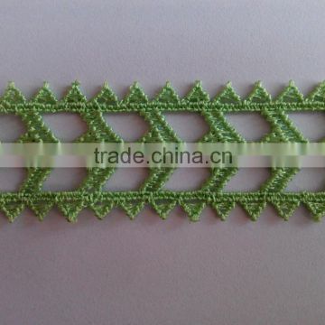 2015 Popular Design 3 cm Green Chemical Embroidery Lace Trim GHS0290