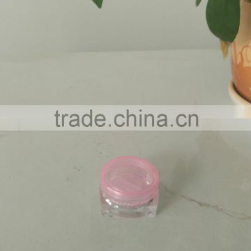 3g clear plastic PS cosmetics Jar with pink lid A-2