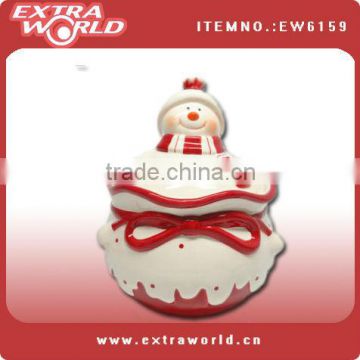 christmas snowman ceramic cookie jars with lids