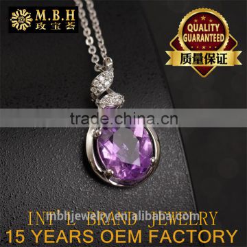 Factory wholesale sale jewellery set 18K gold plated 925 sterling silver precious natural Amethyst Topaz Pendant Necklace