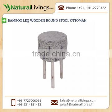 Top Grade Supplier Selling Bamboo Leg Wooden Round Stool Ottoman at Market Price
