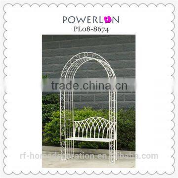 Antique White Wrought Iron Wedding Arches with Seat