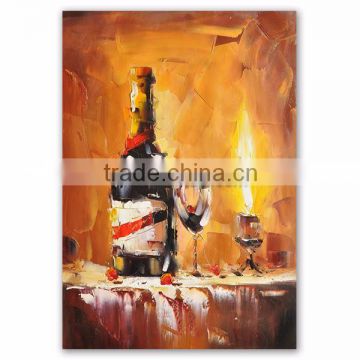 2016 best seller of wine bottle oil painting popular sell in Italy